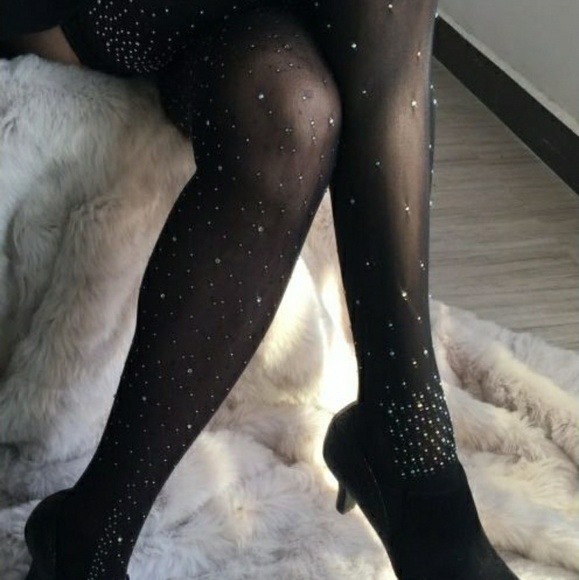 ✔SOLD on Ⓜ✔Super Sexy Rhinestone Black Stockings  - Picture 2 of 8